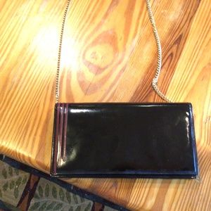 A. Testoni Made in Italy black patent leather clutch